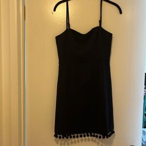 NWT French connection navy pompom hem mini dress